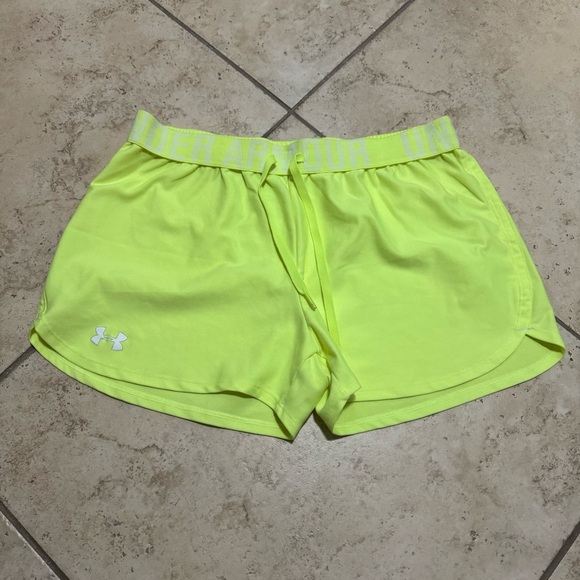 Under Armour Women's Neon Yellow Athletic Shorts - Picture 1 of 4